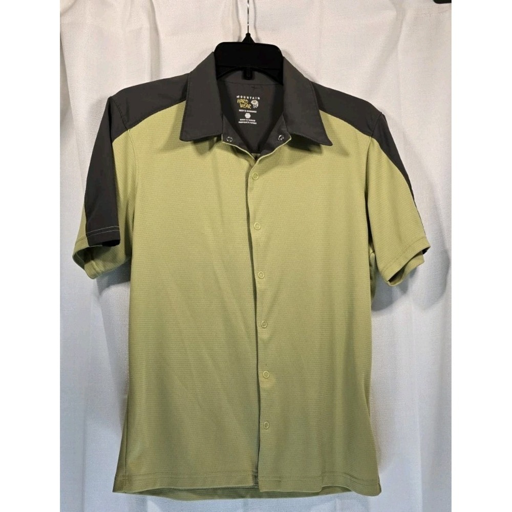 Mountain Hardwear Mens Short Sleeve Button Up Shirt Olive Grey Performance Small